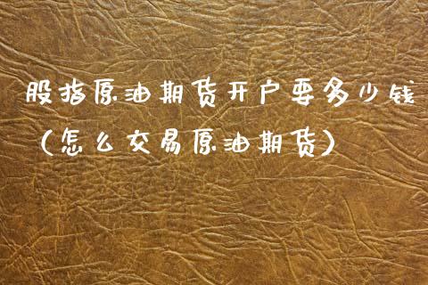 股指原油期货开户要多少钱（怎么交易原油期货）_https://www.xyskdbj.com_期货学院_第1张