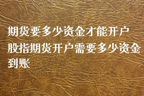 期货要多少资金才能开户 股指期货开户需要多少资金到账_https://www.xyskdbj.com_期货学院_第1张