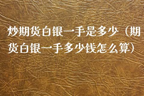 炒期货白银一手是多少（期货白银一手多少钱怎么算）_https://www.xyskdbj.com_期货行情_第1张