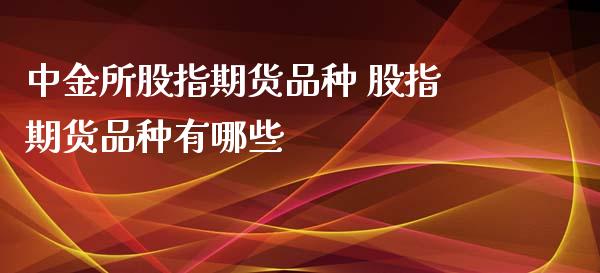 中金所股指期货品种 股指期货品种有哪些_https://www.xyskdbj.com_期货手续费_第1张