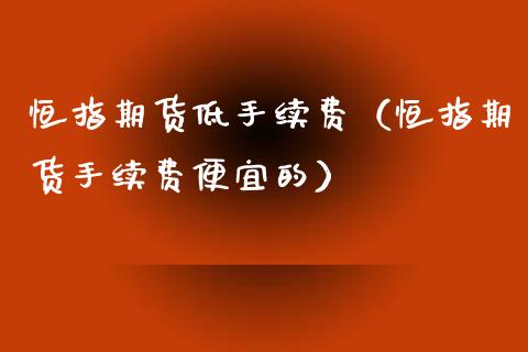 恒指期货低手续费（恒指期货手续费便宜的）_https://www.xyskdbj.com_期货平台_第1张