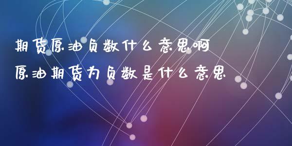 期货原油负数什么意思啊 原油期货为负数是什么意思_https://www.xyskdbj.com_期货学院_第1张