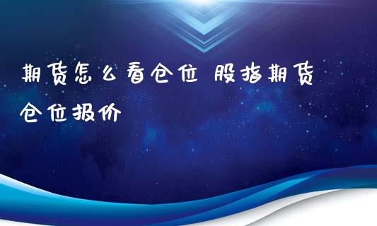 期货怎么看仓位 股指期货仓位报价_https://www.xyskdbj.com_期货行情_第1张