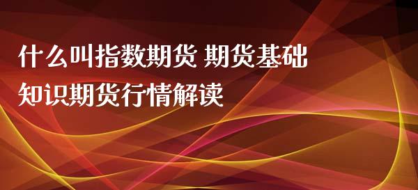 什么叫指数期货 期货基础知识期货行情解读_https://www.xyskdbj.com_期货学院_第1张