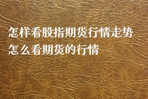 怎样看股指期货行情走势 怎么看期货的行情_https://www.xyskdbj.com_期货学院_第1张