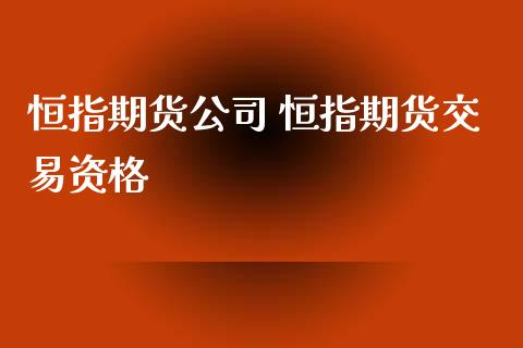 恒指期货公司 恒指期货交易资格_https://www.xyskdbj.com_期货平台_第1张