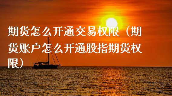期货怎么开通交易权限（期货账户怎么开通股指期货权限）_https://www.xyskdbj.com_期货手续费_第1张