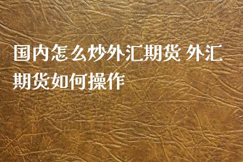 国内怎么炒外汇期货 外汇期货如何操作_https://www.xyskdbj.com_期货行情_第1张