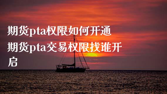 期货pta权限如何开通 期货pta交易权限找谁开启_https://www.xyskdbj.com_原油直播_第1张