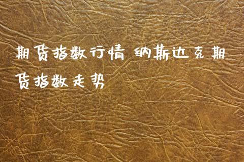 期货指数行情 纳斯达克期货指数走势_https://www.xyskdbj.com_期货手续费_第1张