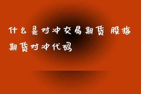 什么是对冲交易期货 股指期货对冲代码_https://www.xyskdbj.com_期货行情_第1张