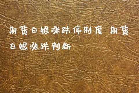 期货白银涨跌停制度 期货白银涨跌判断_https://www.xyskdbj.com_期货手续费_第1张