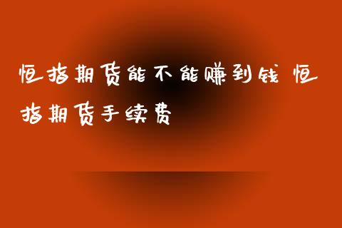 恒指期货能不能赚到钱 恒指期货手续费_https://www.xyskdbj.com_期货行情_第1张