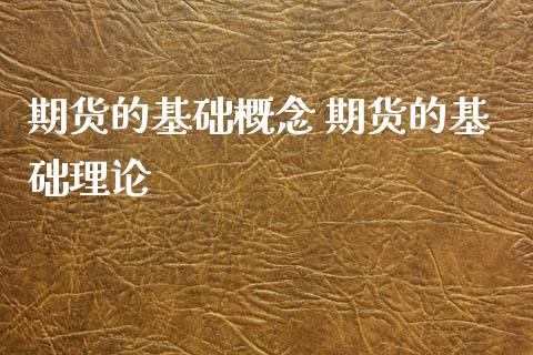 期货的基础概念 期货的基础理论_https://www.xyskdbj.com_期货行情_第1张