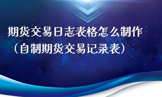 期货交易日志表格怎么制作（自制期货交易记录表）_https://www.xyskdbj.com_原油行情_第1张