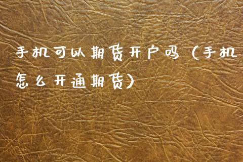 手机可以期货开户吗（手机怎么开通期货）_https://www.xyskdbj.com_原油行情_第1张