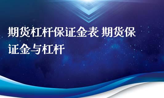 期货杠杆保证金表 期货保证金与杠杆_https://www.xyskdbj.com_原油行情_第1张